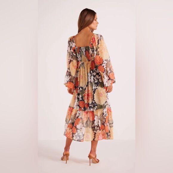 NWT MinkPink Clementine Midi Red Cream Dress Blouse Floral Vintage Size S - Picture 6 of 12